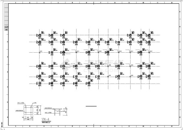 平屋面三层框架办公楼结构施工图（7度抗震）-图二