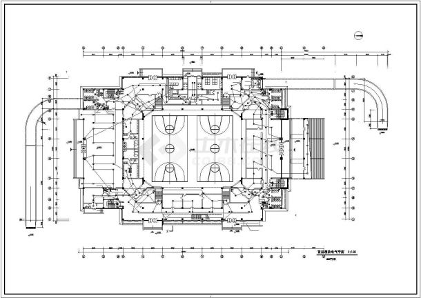 [湖北]3层现代风格县级第一中学体育馆建筑设计施工图(含电气，结构等图纸)VIP-图一