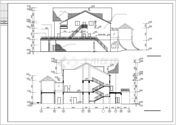 某三层高尔夫球会会所建筑施工图-图二