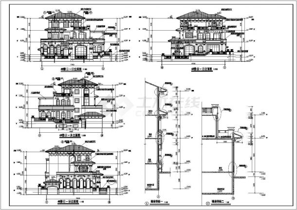 某地3层框架结构别墅建筑方案图带效果-图一