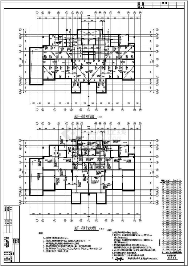 28层抗震7度剪力墙结构住宅结构施工图（地下两层）-图一