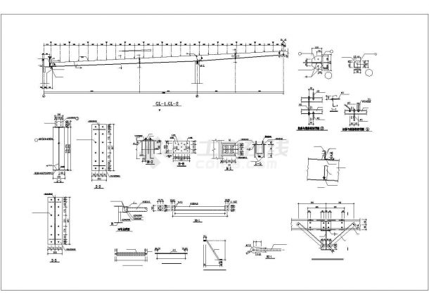 24米跨单层门式刚架（含吊车）厂房结构施工图-图一