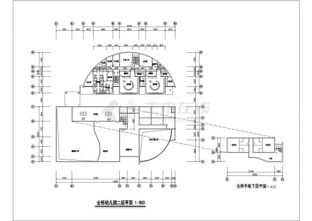 [郑州]某二层会所兼四班幼儿园建筑方案图-图一