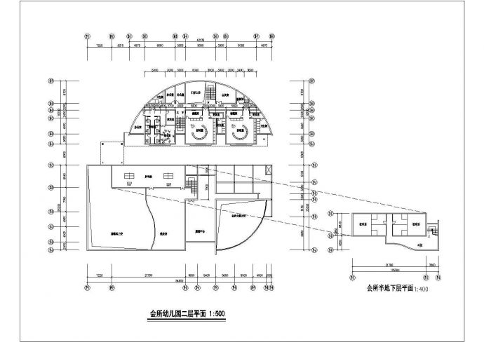 [郑州]某二层会所兼四班幼儿园建筑方案图_图1