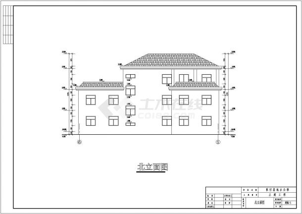 某地框架结构小型办公楼建筑设计方案图-图二