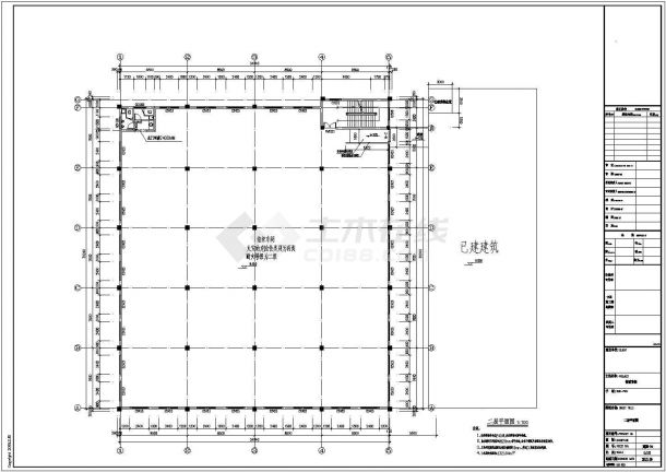 三层框架结构新建纺织车间结构施工图（含建筑图）-图一