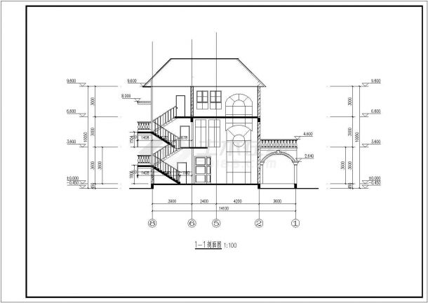 某地三层框架结构别墅（欧式）建筑设计方案图-图二