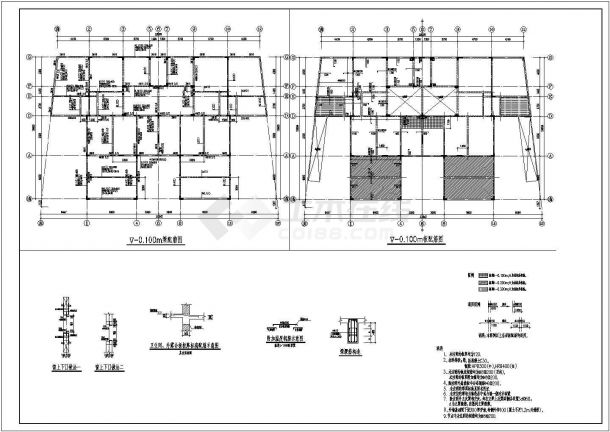 两层异形柱框架结构别墅结构施工图-图二