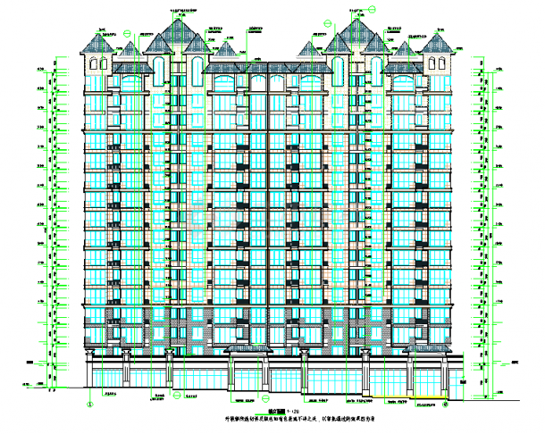 河南16层住宅楼建筑设计图（带商业网点）-图一