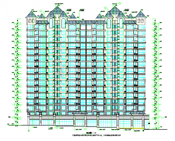 河南16层住宅楼建筑设计图（带商业网点）-图一