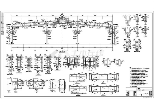 69米跨门式刚架厂房结构施工图(含建施)-图二