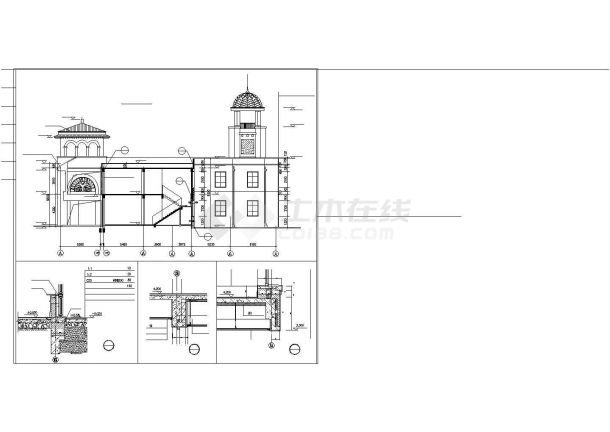 长春中海水岸某912.412㎡二层会所建筑施工图-图一