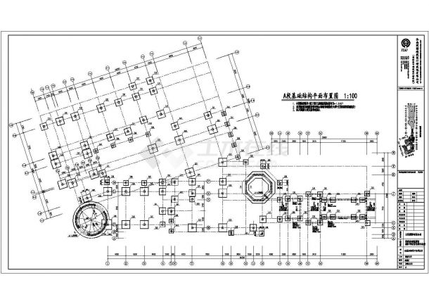 广州海珠某大型商业结构设计施工图纸-图一
