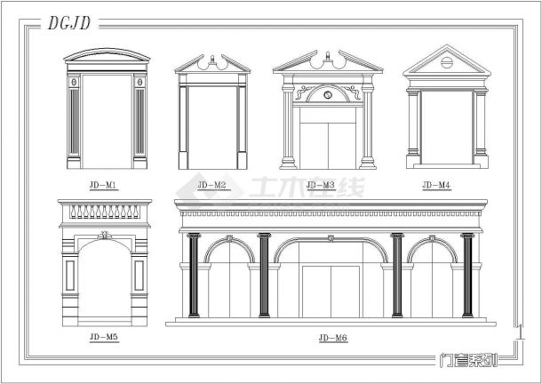 比较常用的各种类型门窗罗马柱图例-图一