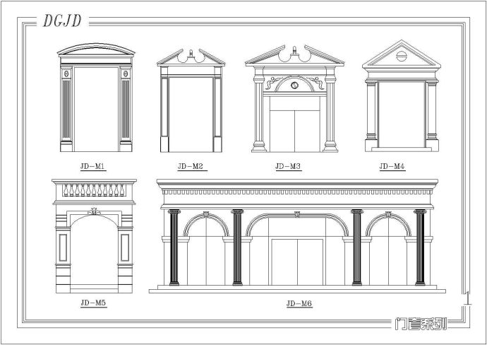 比较常用的各种类型门窗罗马柱图例_图1