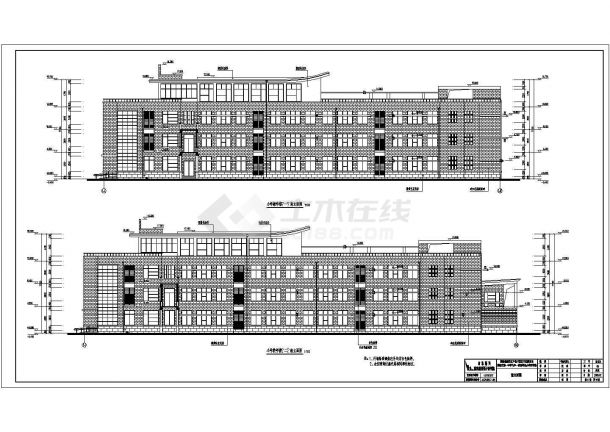 潍坊市第一中学4层框架结构小学教学楼建筑设计施工图-图二