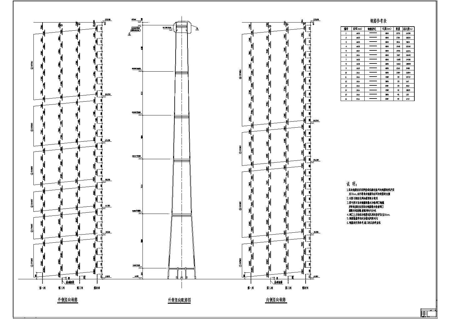 某240米混凝土外筒烟囱结构施工图(钢内筒)
