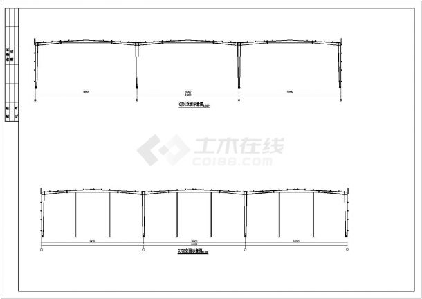 72mX54m和72mX36m两套门式钢架厂房结构施工图(带吊车梁)-图一
