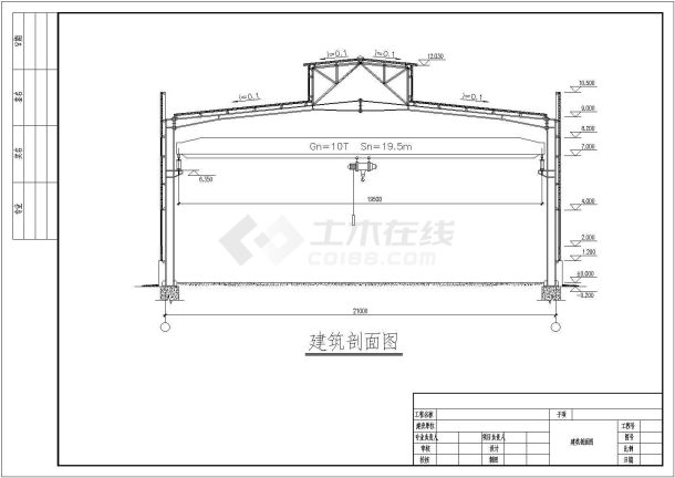 10吨吊车门式钢架厂房结构施工图-图二