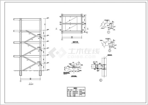 局部五层钢框架厂房结构施工图-图二