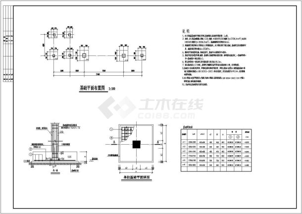 单层大门框架结构施工图(柱下独基)-图二