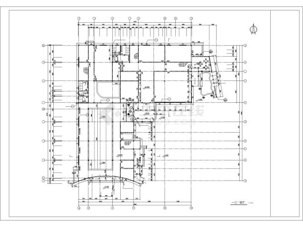 某文化娱乐建筑施工图（共8张）-图一