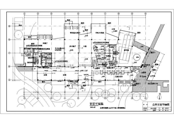 某地3层洗浴建筑施工CAD图-图一