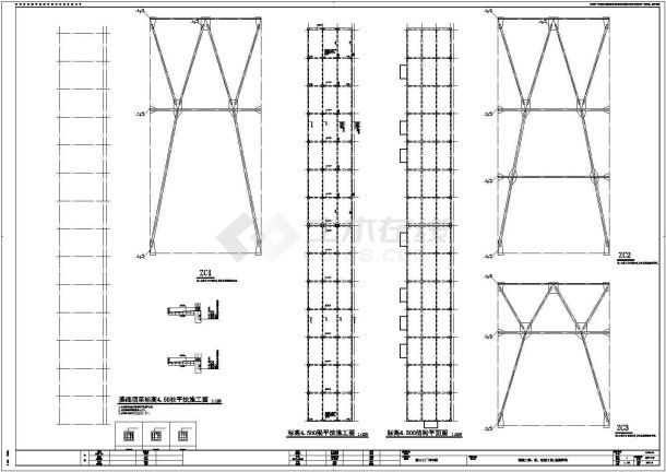 50米每跨多连跨钢筋混凝土框架厂房结构施工图-图一