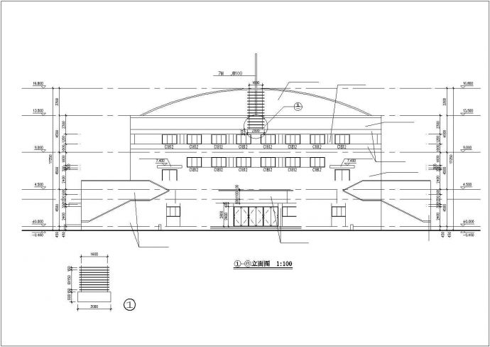 某学校框架结构三层体育馆建筑方案图_图1
