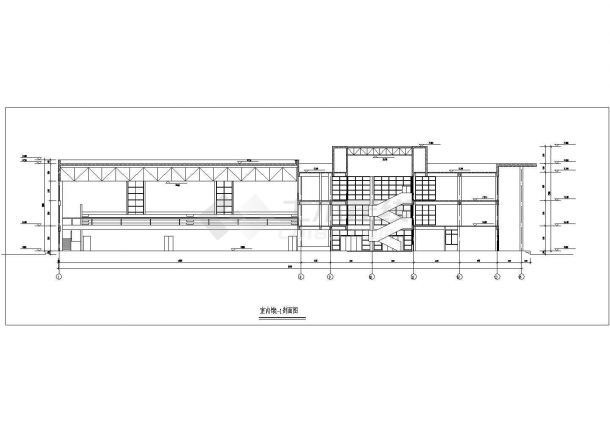 某框架结构6500平方米三层体育馆建筑方案图-图二