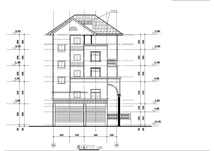 某地四层框架结构别墅建筑结构设计方案图纸_图1