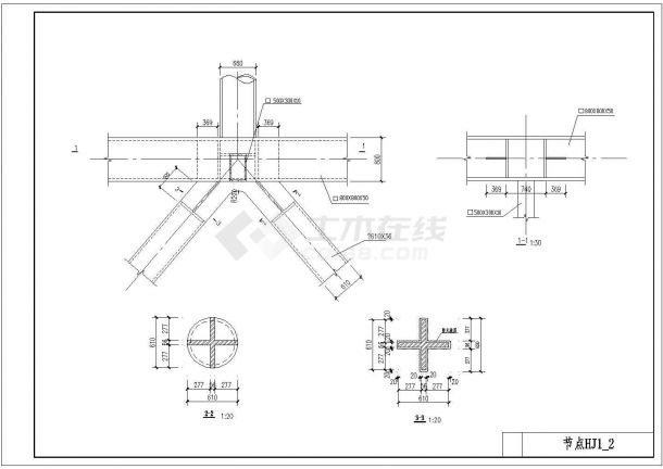 单层钢结构桁架地下室结构施工图-图二