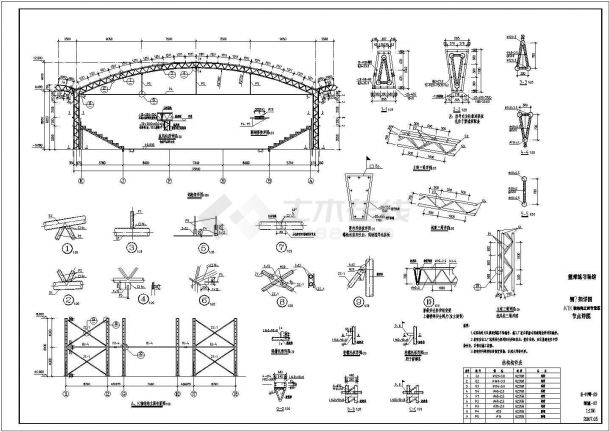 钢桁架结构篮球馆结构施工图（含建筑施工图）-图一