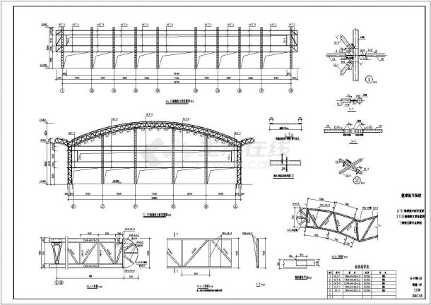 钢桁架结构篮球馆结构施工图（含建筑施工图）-图二
