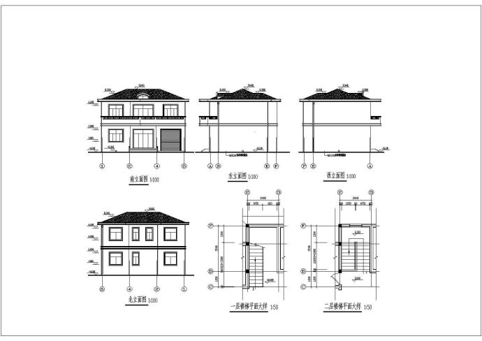 二层砖混结构别墅结构施工图（含建筑施工图坡屋面）_图1