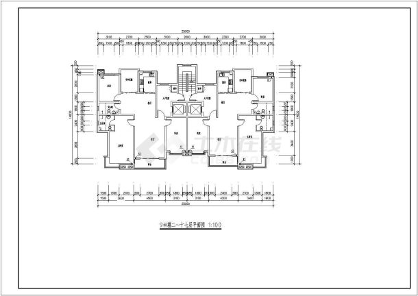 多层、小高层板式住宅户型平面图（电梯直接入户、带入户花园）-图一