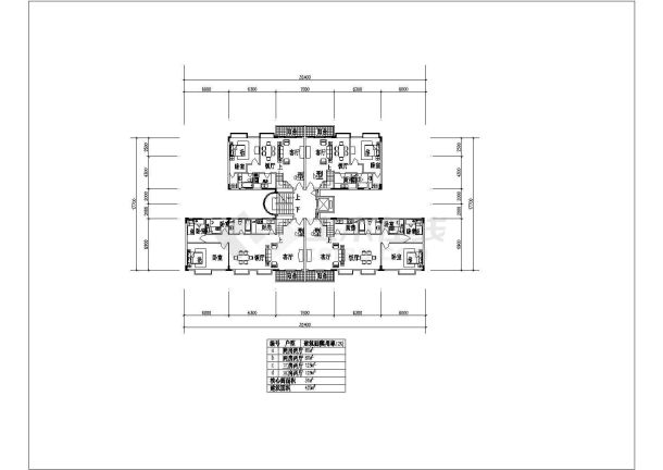 塔式高层一梯四户建筑cad户型图(中等户型)-图一