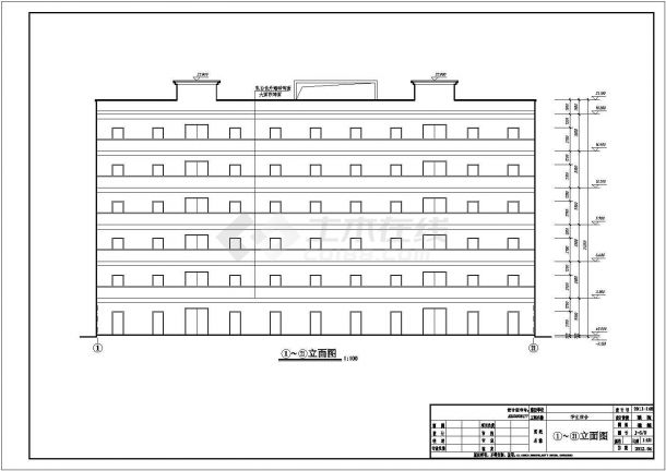 六层砖混结构中学宿舍楼结构施工图（含建筑图）-图一