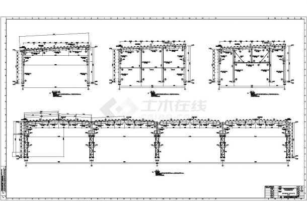 某地30m四连跨钢结构生产车间设计施工图-图二