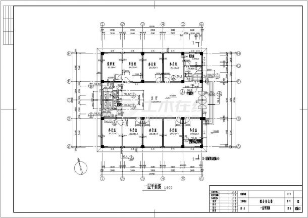 某二层综合办公楼建筑cad图（共8张）-图二