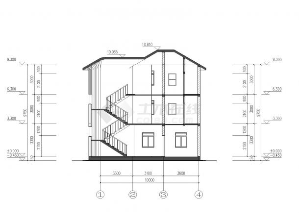 某地新农村建设家用住宅建筑cad图（面积110.32平方米）-图二