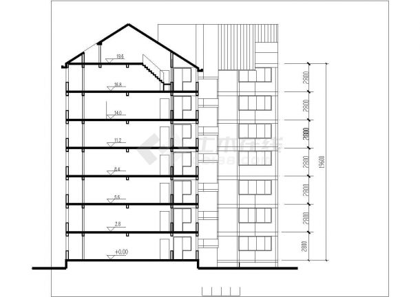某地外环路沙河区修建性规划住宅楼建筑cad图（7层砖混结构）-图一