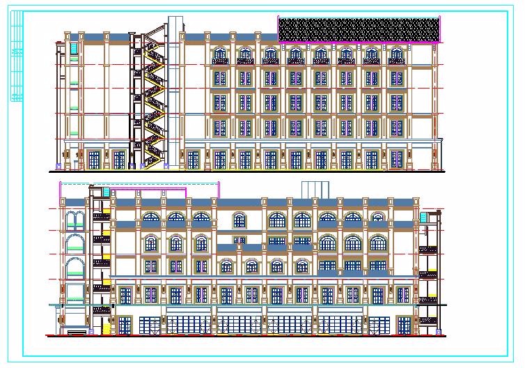 重庆某地商业广场五层欧式商业建筑施工图（欧陆风格）