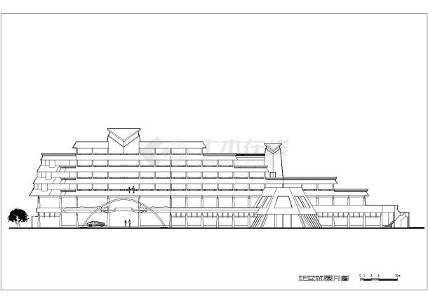 某地六层鱼寨海滨渡假酒店宾馆建筑设计图（现代风格）-图二