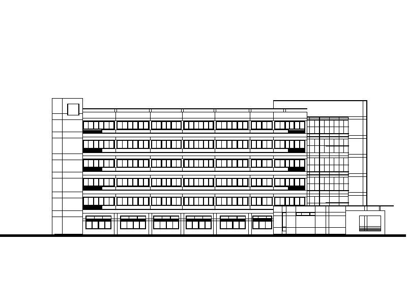 西安某地医院七层门诊楼改扩建建筑cad图（现代风格，钢筋混凝土结构）