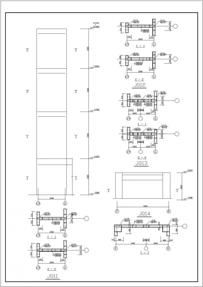 9层框剪结构宾馆结构设计cad施工图_图1