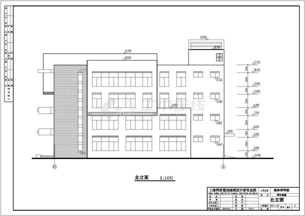 上海某地四层框架结构学生食堂建筑设计方案图纸-图一