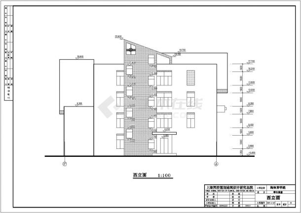 上海某地四层框架结构学生食堂建筑设计方案图纸-图二