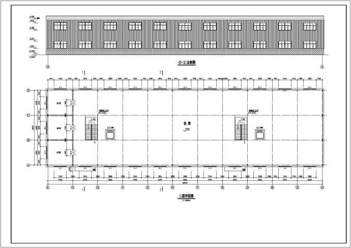 某地二层钢结构仓库建筑设计施工图_图1