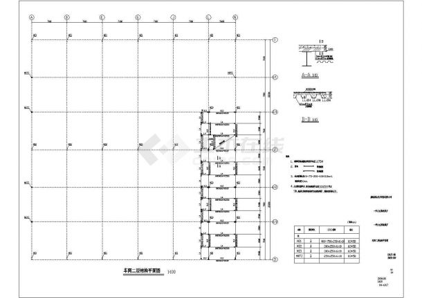 威海某双坡双跨轻型门式钢架汽车展厅结构施工图（局部夹层）-图二
